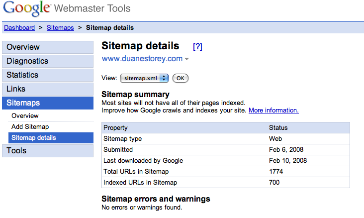 Google Sitemap Submission