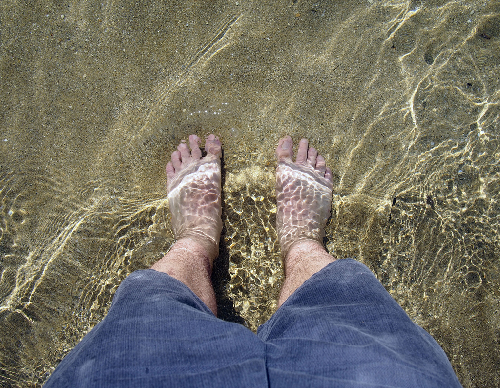 Me, dipping my feet in the Mediterranean