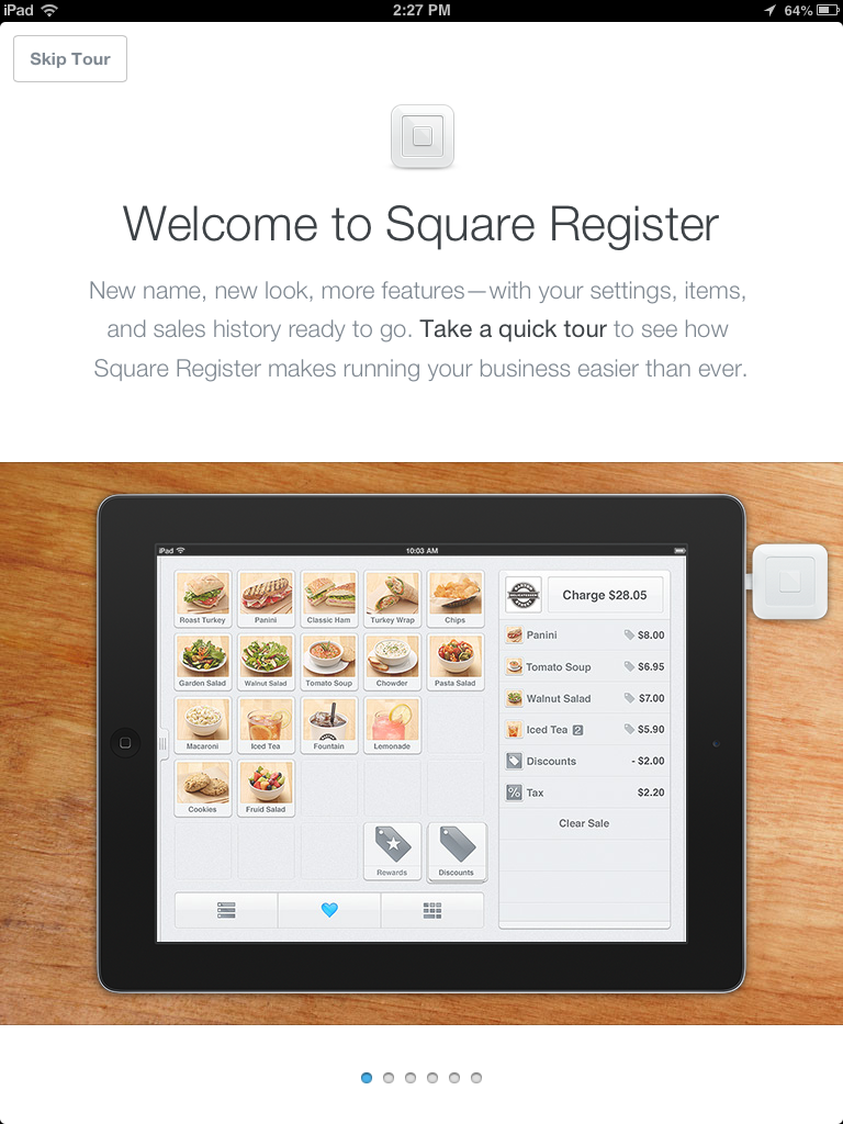 Square welcome message