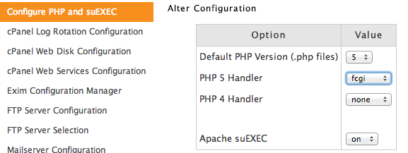 Configuring the PHP Handler