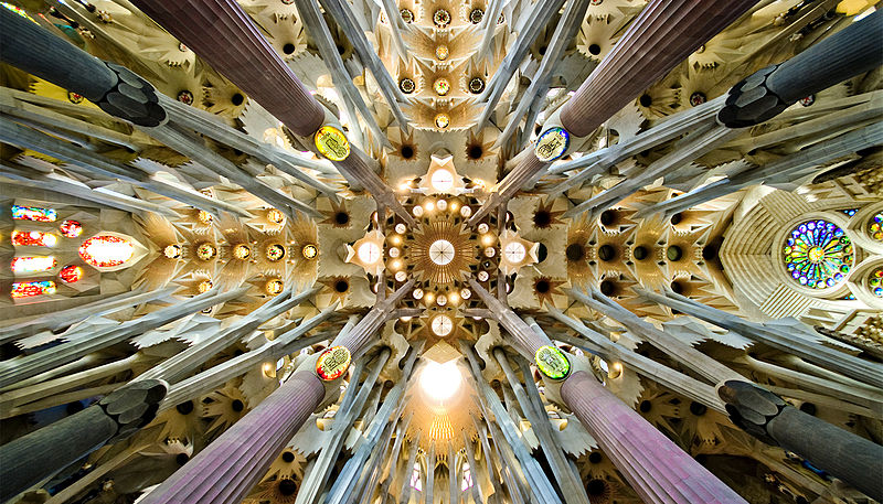 The ceiling of The Sagrada Famîlia