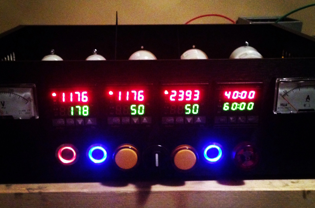 After wiring the PID controllers and the countdown timer