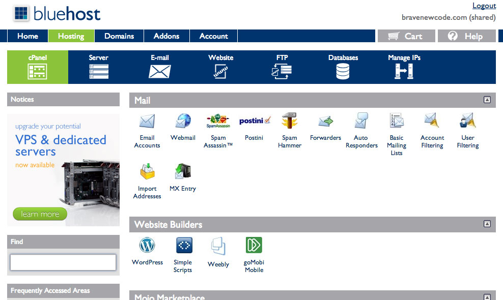 Bluehost Configuration Panel