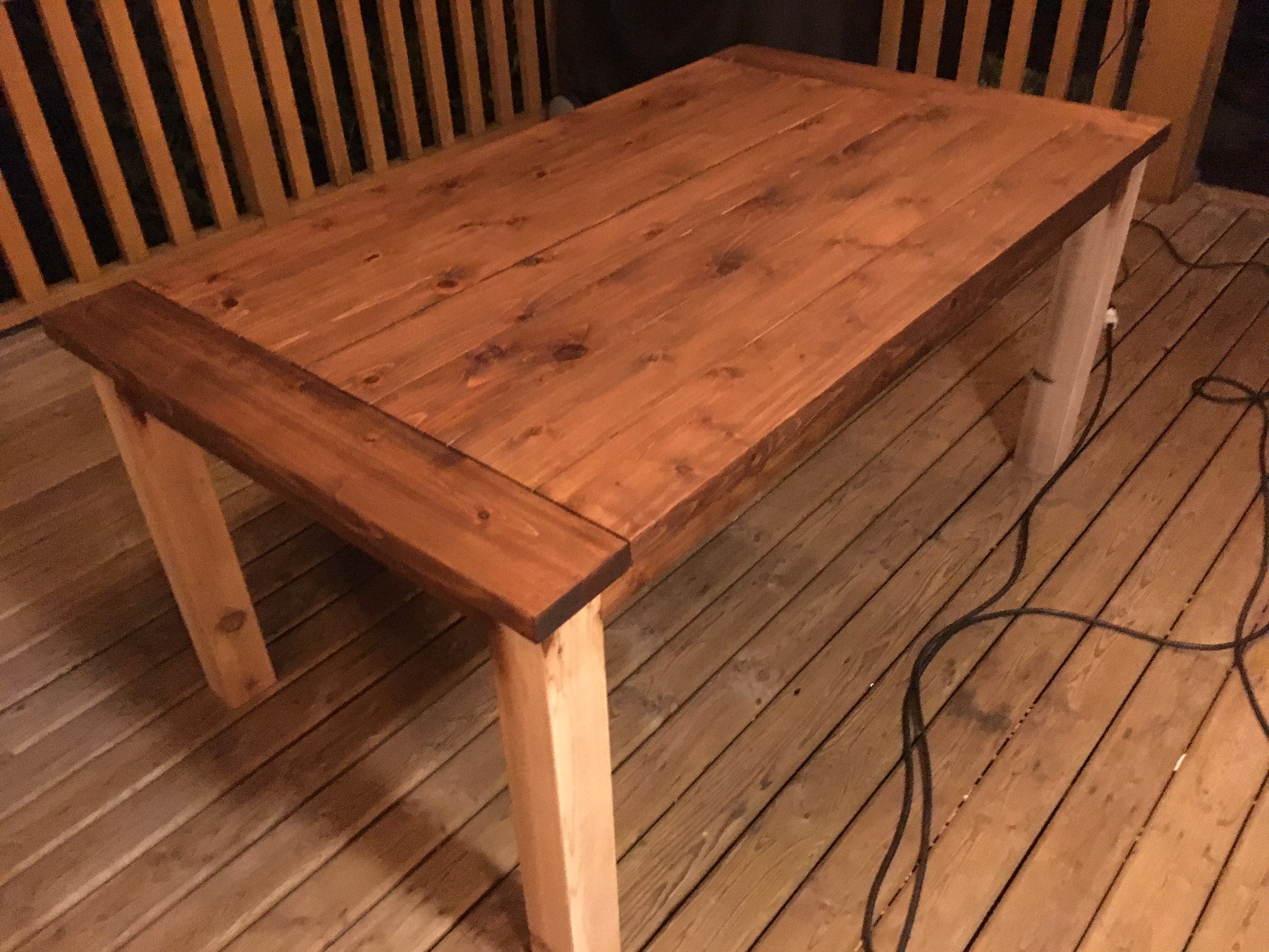 Provincial stain applied to the farmhouse table