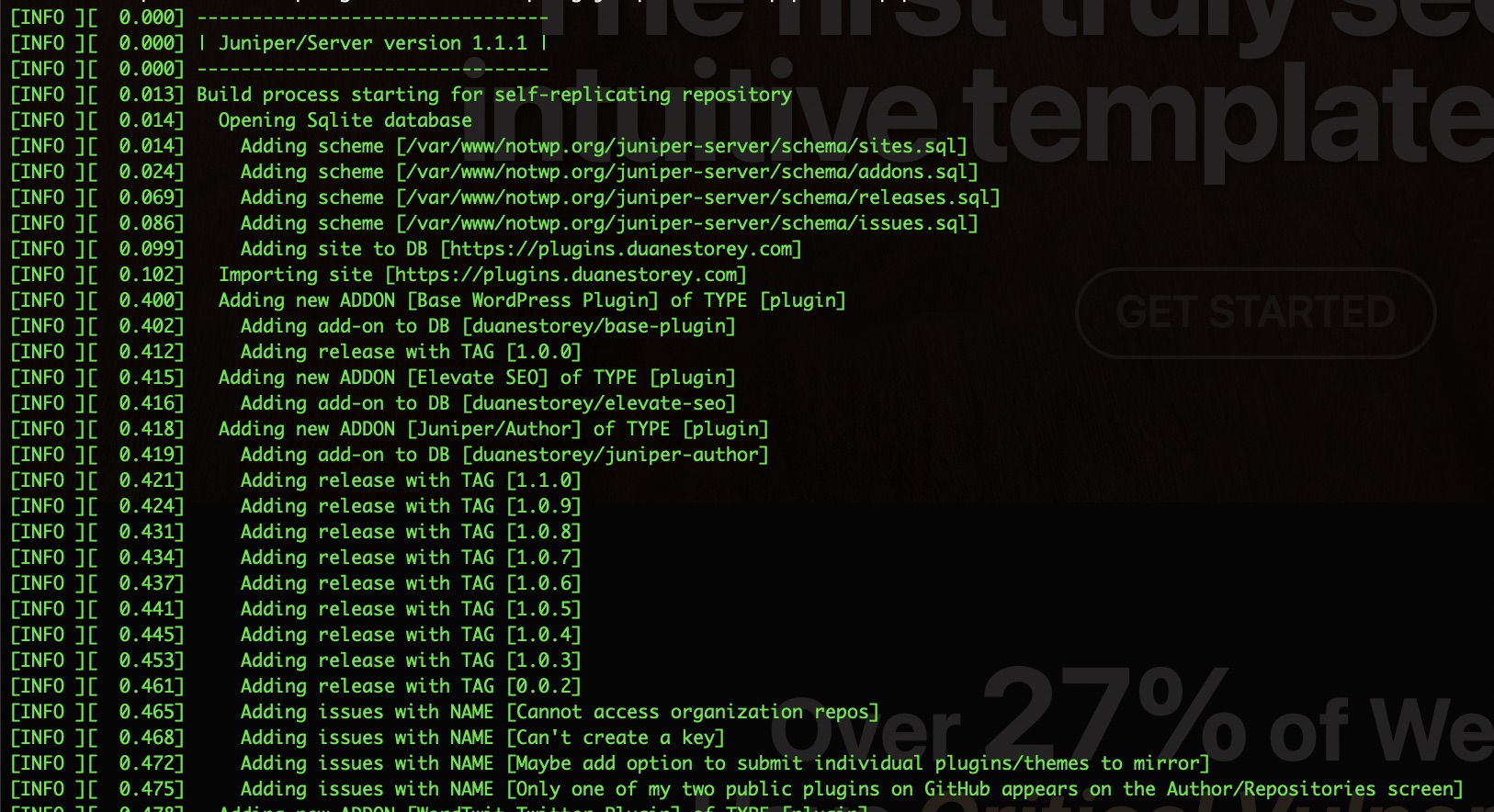 Build process view of Juniper/Server