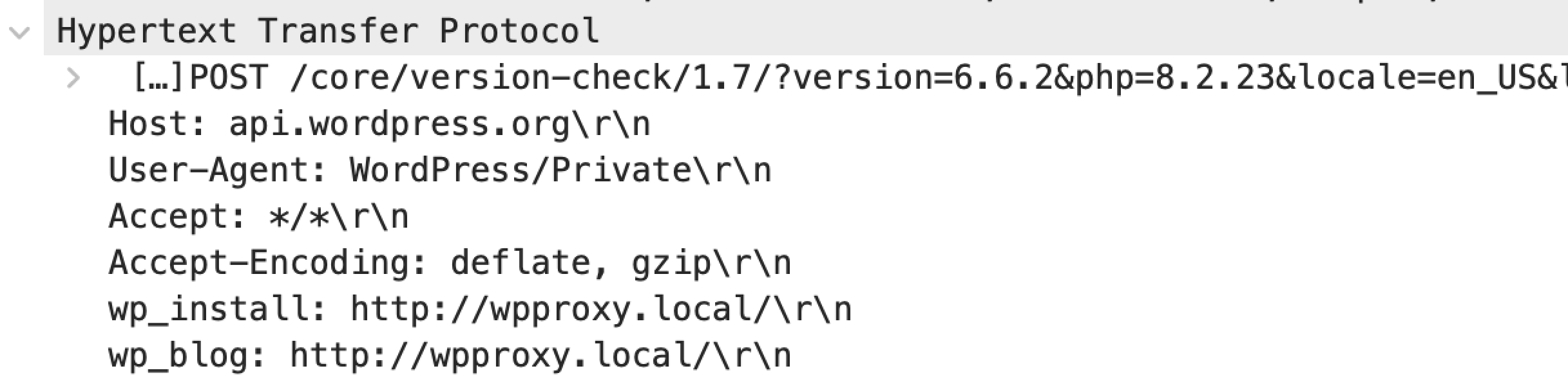 WordPress Core Update Request Headers